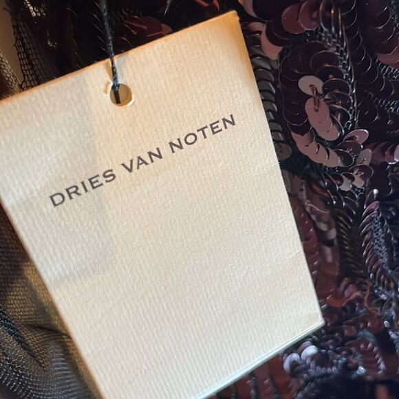Dries Van Noten Carti black net mesh purple sequins layered top - Picture 8 of 12